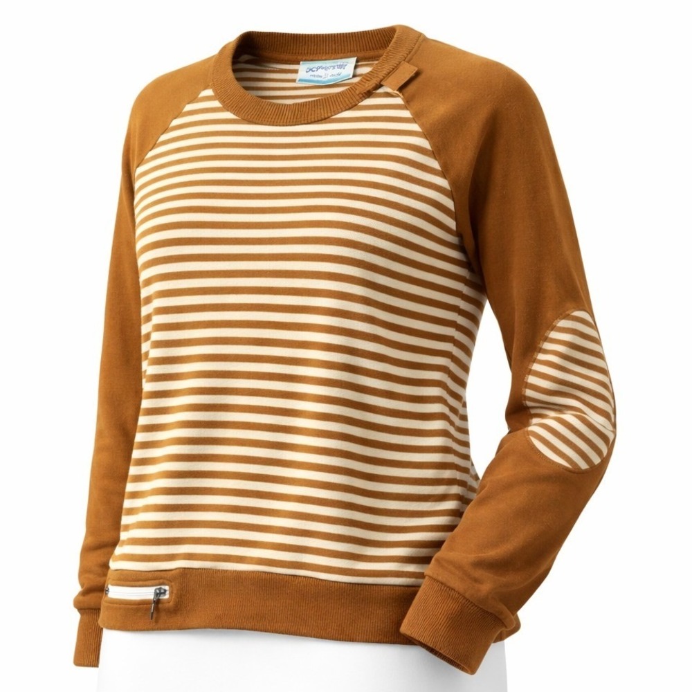 Vintage JCPenney Striped Sweater Brown White Elbow Patch Large 70's‎ 80's Preppy